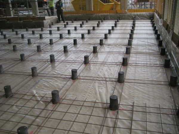 The floor being constructed