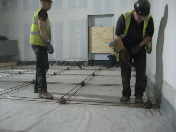 Placing the first reinforcing bars