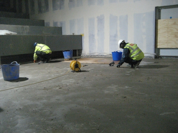 Preparing the cured floor for jacking