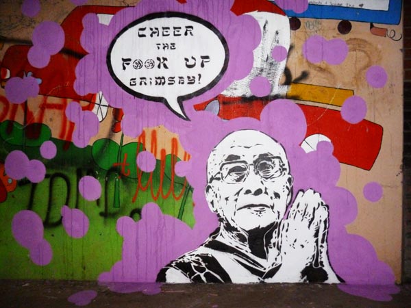 Revolting Mass / MAS - Dalai Lama Grimsby Stencil Graffiti